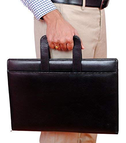 Leatherette Files Folders/Document Bag with Adjustable Handles (20 Leaf, Size: B4, Color: Black)