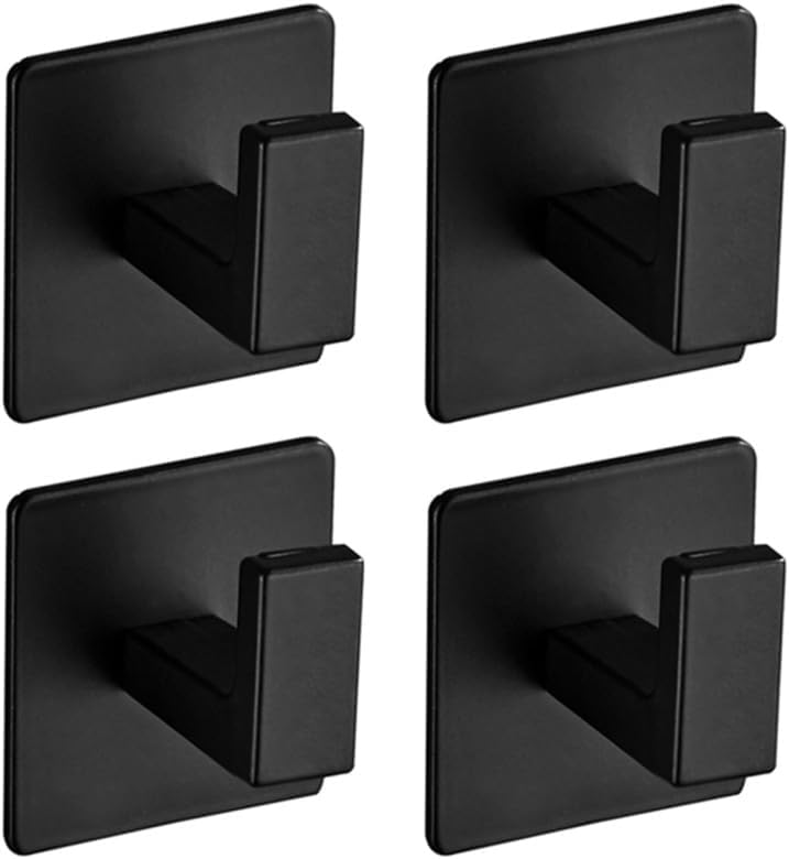 1/4pcs Black Self-Adhesive Wall Hooks for Hanging Keys Clothes Hanger Door Robe Hook Coat Rack Towel Holder Bathroom Accessories,2pcs (4pcs)
