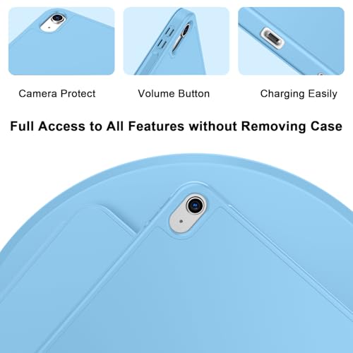 Image of ToaPoia Case for iPad (A16) 11 Inch 2025 /iPad 10th Generation 10.9 Inch 2022, Slim Trifold Stand Protective Cover with Pencil Holder and Soft TPU Back,Support Auto Sleep /Wake (Aure Blue)