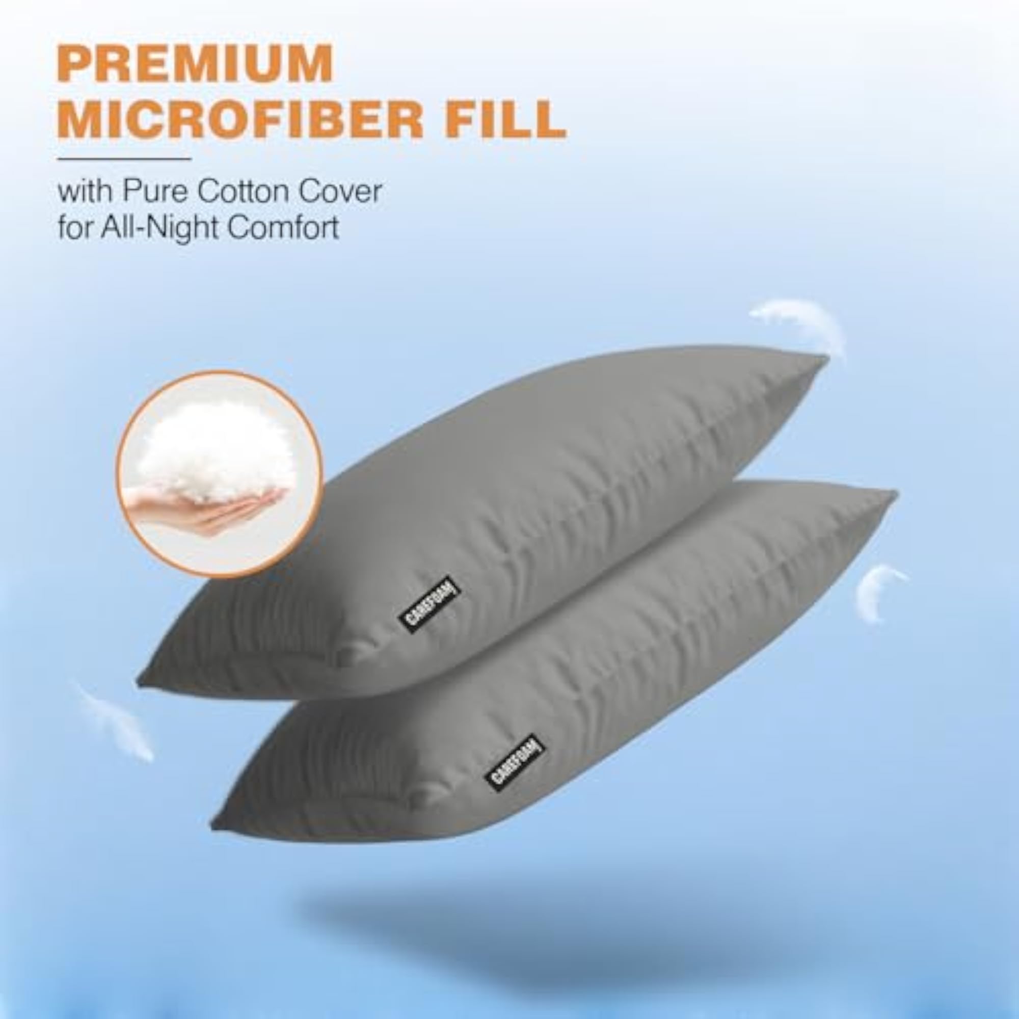 Adjustable Microfiber Pillow Set of 2, Soft & Fluffy