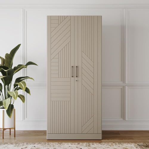 Image of Wakefit Wardrobe for Bedroom | 3 Yr Warranty | Cupboard for Bedroom, Almirah, Wooden Wardrobe, Comes with LED light, Multi-Shelves, Drawer & Hanger, Density:680-750 kg /m, Free Installation(Tyrian-CB)