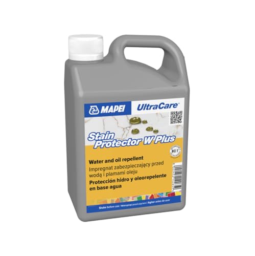 Mapei UltraCare Stain Protector W Plus - 1 Litre Invisible Sealer for Stone & Tile, Advanced Water & Oil Repellent for Polished Marble, Granite, Porcelain, and Terracotta