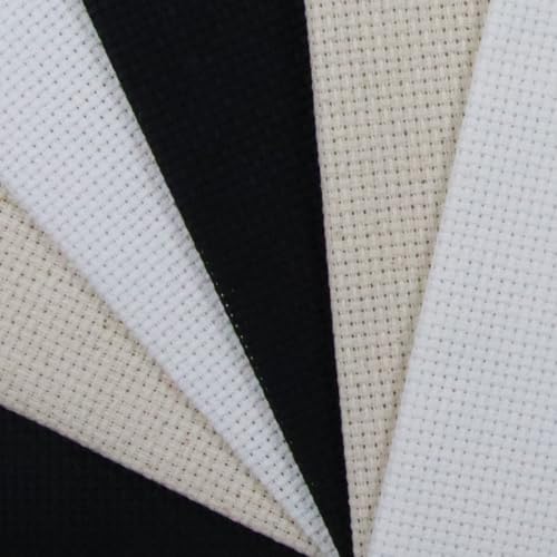 Image of KCS 4 /6 pc of 12 inch x 18 inch(30cmx45cm) 16 Count Cotton Aida Cloth Cross Stitch Fabric (6 pc,White+Oatmeal+Black)