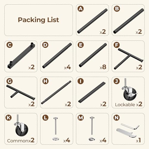 HYSEYY Double Rods Clothes Rack, Rolling Clothing Rack for Hanging Clothes Portable Wardrobe, Metal Garment Rack Sturdy Coat Rack for Bedroom Laundry - image 8