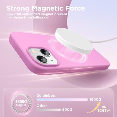Image of GolbinBox Magnetic for iPhone 15 Case, Silicone Cover, Rose Pink