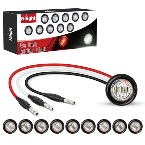 Image of Nilight 3 /4 Inch Dual Color Marker Light Red Brake White Clearance Lights