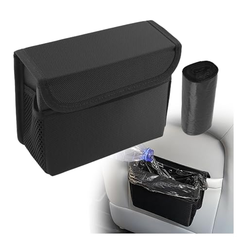 Image of Upgraded Magnetic Car Trash Can with Lid,Mini Hanging Car Trash Bin with Mesh Pocket & 30PCS Garbage Bag,Collapsible Cars Garbage Can as Cars Storage Organizer for Most Auto