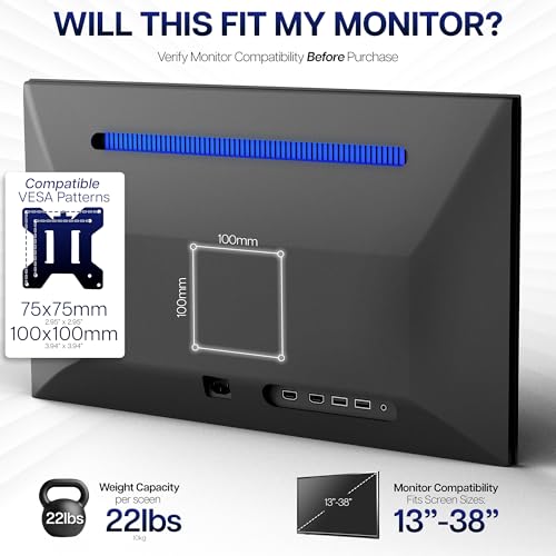 Image of VIVO Dual Ultrawide Monitor Desk Mount, Heavy Duty Fully Adjustable Steel Stand, Holds 2 Computer Screens up to 38 inches and Max 22lbs Each, Black, STAND-V038