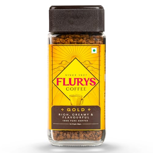 Image of Flurys Gold Coffee Instant Premium Freeze- Dried 100% Coffee, 50 grams | Rich, Creamy and Flavourful