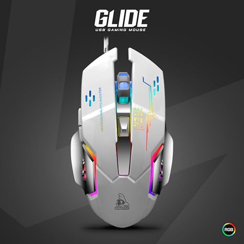 Image of TAG GAMERZ Glide USB Wired Gaming Mouse with Upto 3200 DPI Optical Gaming Sensor | 6 Buttons Design | Upto 7 Million Clicks | 7 Colours Rainbow Lighting with Breathing Effect | 1.5m Braided Cable -WH
