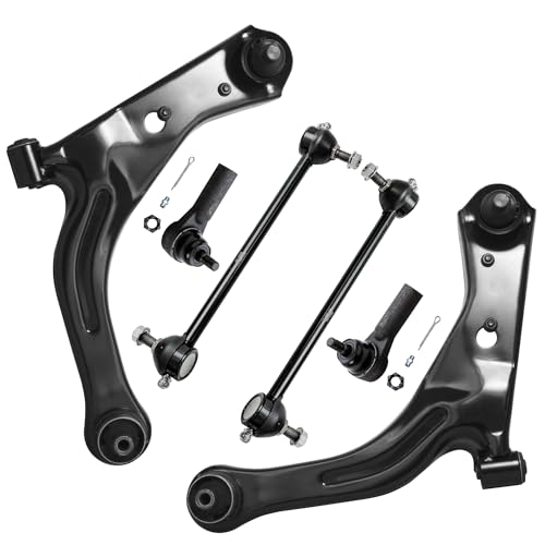 Image of Detroit Axle - Front Lower Control Arms Kit for 2001-2004 Ford Escape Mazda Tribute 2002 2003, 2 Lower Control Arms w /Ball Joint, 2 Outer Tie Rods, 2 Sway Bar Links Replacement