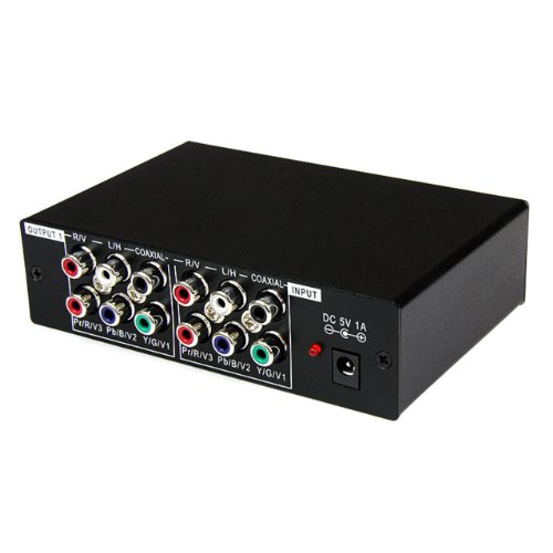 StarTech.com 3 Port Component Video Splitter with Digital Audio - Video Distribution Amplifier (ST123HDA),Black