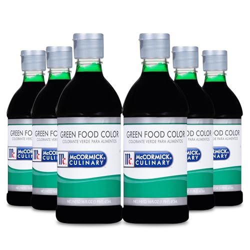 McCormick Culinary Green Food Coloring, 16 fl oz (Pack of 6) - Six 16 Fluid Ounce Bottles of Green Liquid Food Coloring, Add Vivid Green Color to Cakes, Cookies, Icings and More