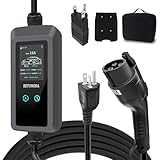 BETUMODA Level 1&2 EV Charger 2026 Upgraded, 110V–240V, 8-16Amp Adjustable Current & Timer, NEMA 5-15 & 6-20 Plug, 25Ft EV Charging Cable, SAE J1772 Compatible for All PHEV/EV(Tesla Requires Adapter)