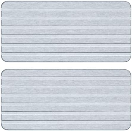Parutta 2 Pack Water Absorbing Stone Tray with Grooves for Sink, Diatomaceous Earth Stone Coaster, Bathroom Sink Fast Drying Stone for Soap Dish Soap Holder, Light Grey