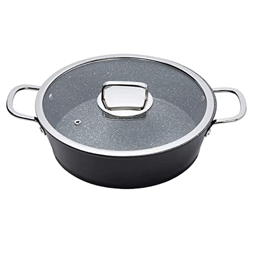Serenk Excellence Granitbeschichteter Flachkochtopf, 26 cm, Antihaft-, Dicker Boden, 2,50 L, schwarz Cover