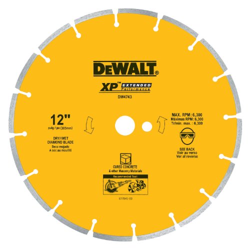 DEWALT DW4743 XP 12-Inch Dry Cutting Diamond Segmented Saw Blade with 1-Inch Arbor