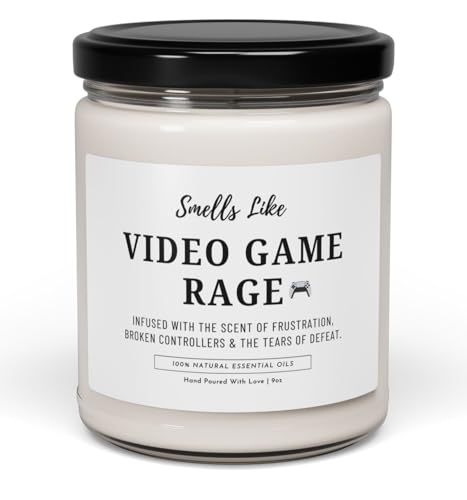 WITH MEMORIES-Funny Gamer Candle – Smells Like Video Game Rage – 9oz Natural Soy Wax, Long-Lasting 40-50 Hour Burn, Hilarious Gift for Gamers, Streamers, and Gaming Enthusiasts