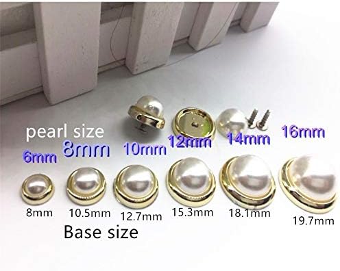 Xucus New 100pcs Imitation Half Round Pearl Bead Gold Silver Bottom Rivets DIY Clothing Shoes Bags Accessories Craft Art Decoration - (Color: Gold Bottom Bracket, Size: 14MM)