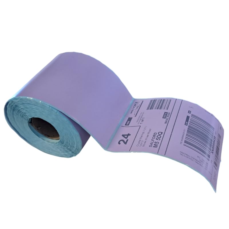 20 x Purple Direct Thermal Labels Rolls (4 x 6) (100 x 150mm) Address Label Ebay Amazon Shopify Shipping Zebra and More Printers Sticky Self-Adhesive (350 Labels on a roll)