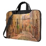 HEBSDFG Street in Mallorca Spanien Door Road Print Laptoptasche, stoßfeste Computertaschen mit antistatischem Futter, wandelbare Schulter-/Crossbody-Tragetasche für Büro, Schule, Reisen, Schwarz
