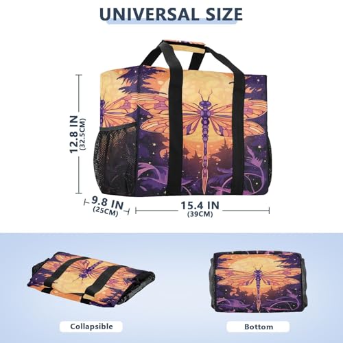 YETTASBIN Dragonfly Large Foldable Travel Tote Bag, Lightweight Waterproof Swim Pool Bag with Handles & Pocket for Beach Outdoor, Reusable Grocery Bag for Kitchen, Shopping3