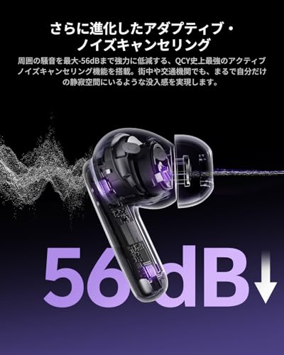 undefined QCY MeloBuds N70 ワイヤレスイヤホン ノイズキャンセリング MEMS+10mmダイナミックドライバー ハイレゾ LDAC対応イヤフォン Bluetooth6.0 外音取り込みモード 装着検出機能 マルチポイント接続 クリアな通話 ワイヤレス充電 最大50時間再生 専用アプリ対応 IPX5防水 技適認証取得 ブルートゥースイヤホン ブラック の商品画像 6