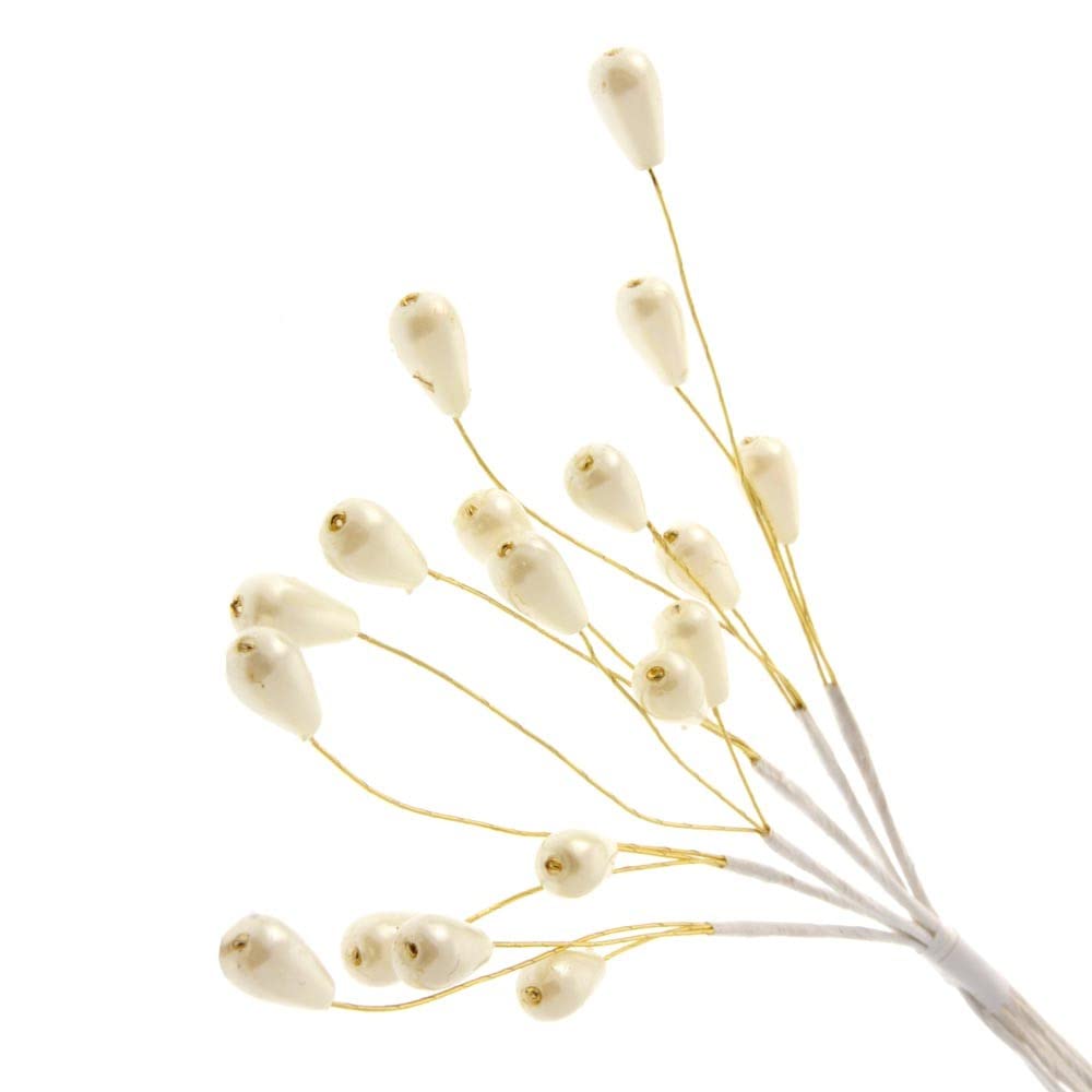 Corsage Creations - Tear Drop Pearl Spray - Cream (17cm Height, 6pcs per pk)