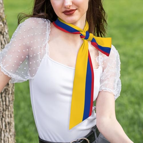 Colombia Colombians Flag Head Scarf Women'S Fashion Neck Satin Scarfs Lightweight Scarves For Bag Hair Gift Silky Long Thin Headscarf2