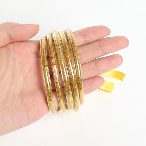Image of SUMERSHA 10Pcs Glitter Jelly Bangles Bracelets for Women Soft Silicone Glitter Filled Bracelets Sparkling Fashion Bangles