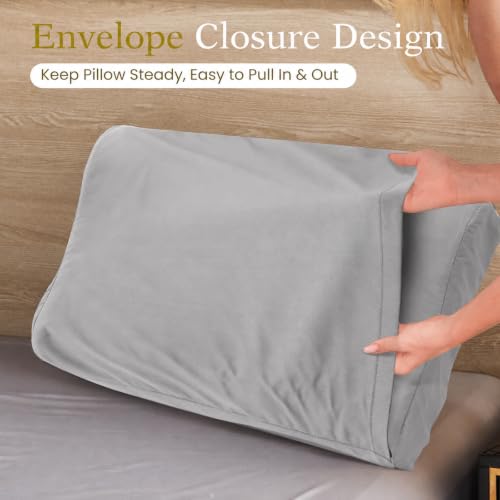 Image of Cooling Contour Cervical Pillowcase, Light Grey, 24x14x5 /3.7 Inches, 1 Pack