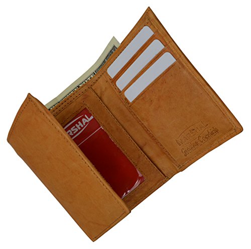MARSHAL New Genuine Leather Tri-fold Mens Wallet Tan #552
