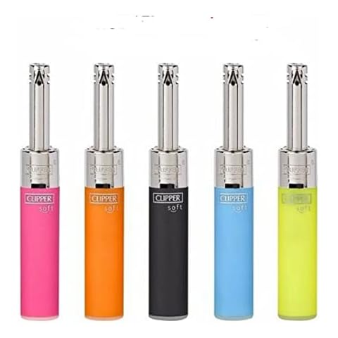 2 X CLIPPER MINI TUBE LIGHTER COLOUR FULL SOFT TOUCH - DESIGN LIGHTER REFILLABLE LIGHTER TEA BBQ COOKER LIGHTER MINI TUBE Utility Lighter ( ASSORTED COLOUR SEND OUT ) Cover