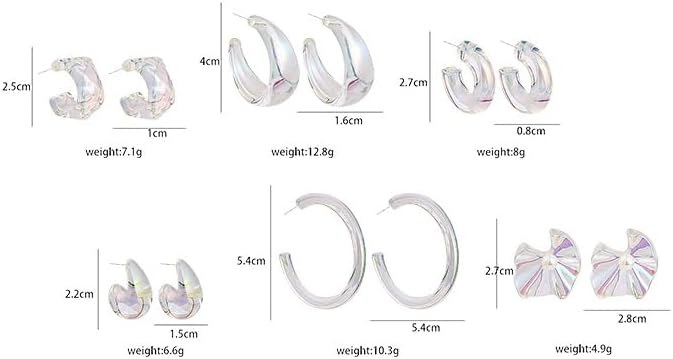 Acrylic Transparent Hoop Earrings Minimalist Resin Earrings Geometric Statement Earrings for Women - Image 3