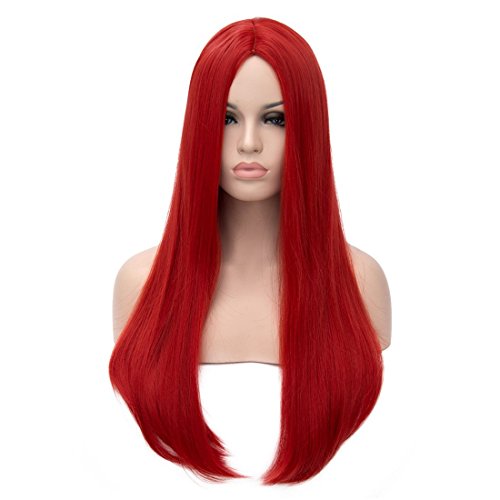MOCOO 24 inch Straight Long Beautiful Red Hair Wigs Heat Resistant Synthectic Wig for Women with Natural Looking JF050