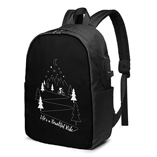 Mountainbike Radfahren Reise Laptop Rucksack mit USB Ladeanschluss für Frauen Männer Schule College Studenten Rucksack passt 17 Zoll Laptop