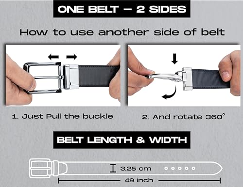 Image of DENIMHOLIC Reversible PU Leather Formal Belts For Men