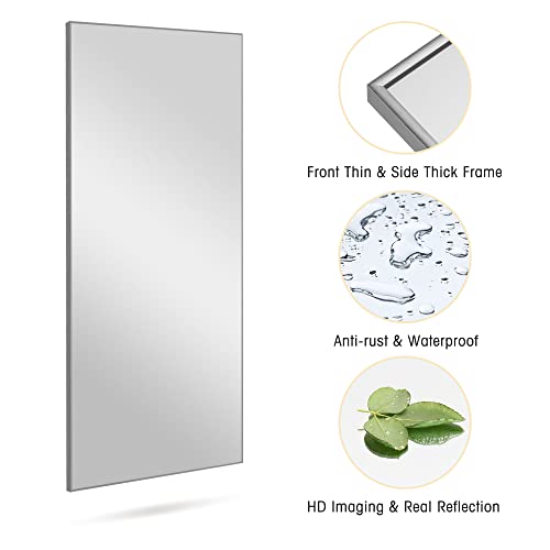 Image of NeuType Full Length Mirror Floor Mirror Dressing Mirror Home Gym Mirror,Large Wall Mirror Bathroom Mirror Standing Mirror,Long Mirrors for Bedroom,Metal Frame,Sand Gray,71 inchx24 inch,No Stand