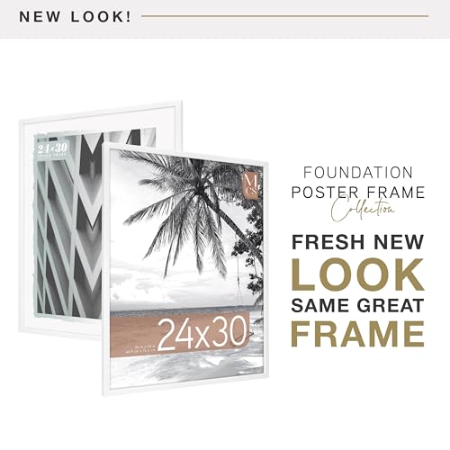 Image of MCS Foundation 24x30 Poster Frame Traditional White, Vertical & Horizontal Wall Hanging Large Picture Frame for Photos, Posters & Art Prints (1-Pack)