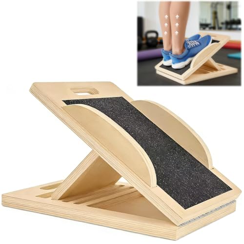 Tabla inclinada, de madera ajustable de 0° ~ 45°, para estirador de pantorrillas con póster de entrenamiento, capacidad de peso de 300 libras, tabla de equilibrio portátil para músculos de pantorrilla