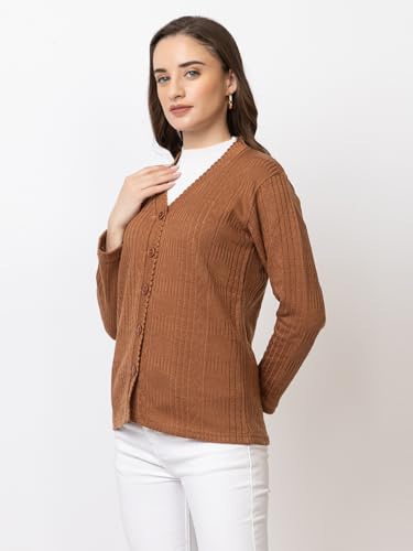 Image of Women's Warm Woolen Cardigan - Stylish Full Sleeve Knitwear for Winter, Cozy & Elegant Sweater