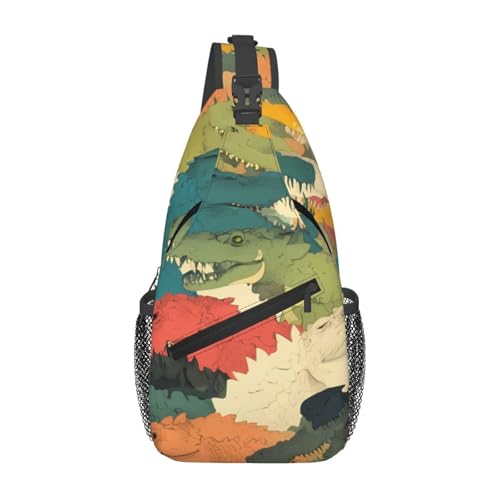 Cross Chest Bag Diagonally - Quality, Durable, and Spacious Shoulder Bag for Men and Women colorful crocodile skin Prints
