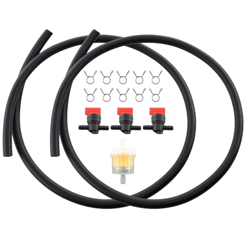 Robinets à Essence e Filtre à Carburant Kit, 1 × Filtre Essence, 2 × Durites de Carburant, 3 × Robinets à Essence avec 10 Collier de Serrage, Kit de Tuyau...