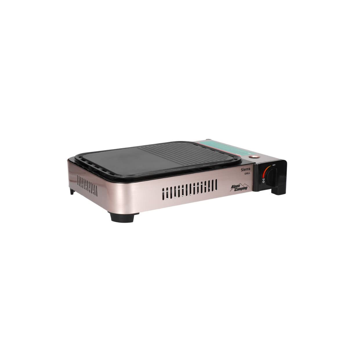 ALPEN Plancha/Grill Gaz Portable Multifonction 2100W, Allumage Piézo, Répartition Uniforme, Récupérateur Graisse, Mallette Transport Inclus - Balcon, Camping
