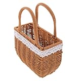 ROMISBABA Bolso de Mano de Mano con Asas Bolso Veraniego y Portátil con Decoración de Cuerda Blanca Cesta Multifuncional para Mujer Accesorio para Playa y