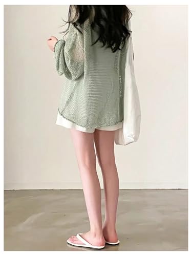 MakeMeChic Women's Boat Neck Bell Sleeve Sweater Sheer Loose Fit Knitted Pullover Top4