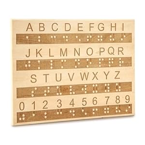 Wood Braille Alphabet Board, Braille Alphabet and Number Board Raised Dots Braille Fingerboard Montessori Educational Tool Teaching Aid for All Ages Braille Games Toys Gifts