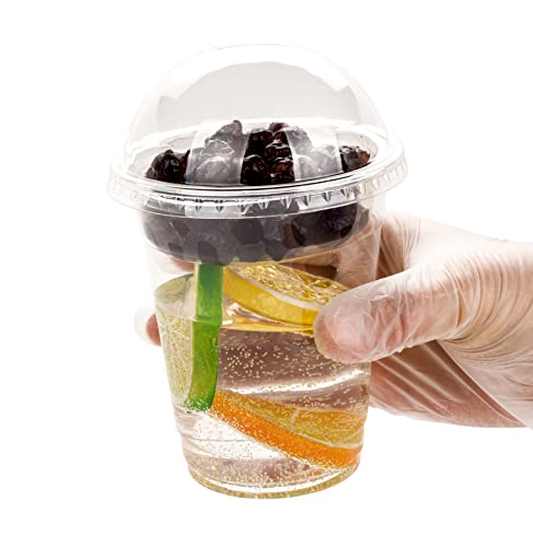 Image of Golden Apple Cup series, 12oz Clear Plastic cups + 2oz insert with Dome lids no hole 50sets