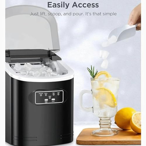 Máquina fabricadora de hielo para encimera, 26 libras en 24 horas, con función de autolimpieza, compacta y portátil miniatura 2