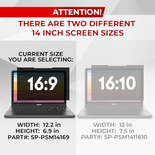 Image of SightPro Magnetic Laptop Privacy Screen 14 Inch 16:9 - Patented Removable Laptop Privacy Filter Shield and Protector